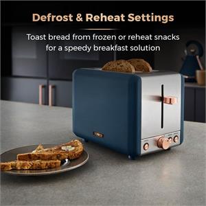 Tower Cavaletto Midnight Blue & Rose Gold 2 Slice Toaster